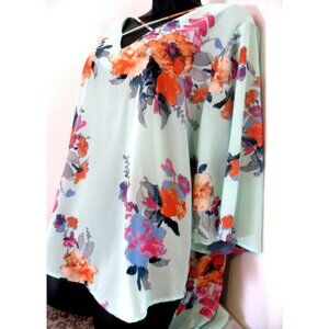 WOMEN'S Verxy  Blouse Green, Fuchsia, Orange, Floral Plus Size 3XL
